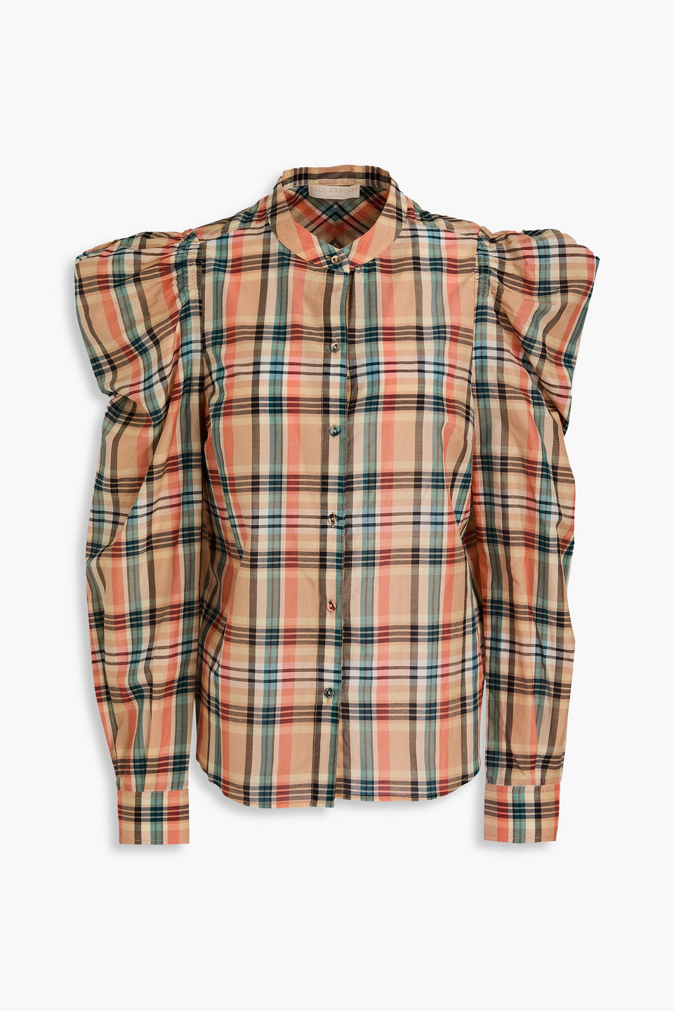 Ulla Johnson Langley Checked Cotton And Silk-blend Blouse In Beige