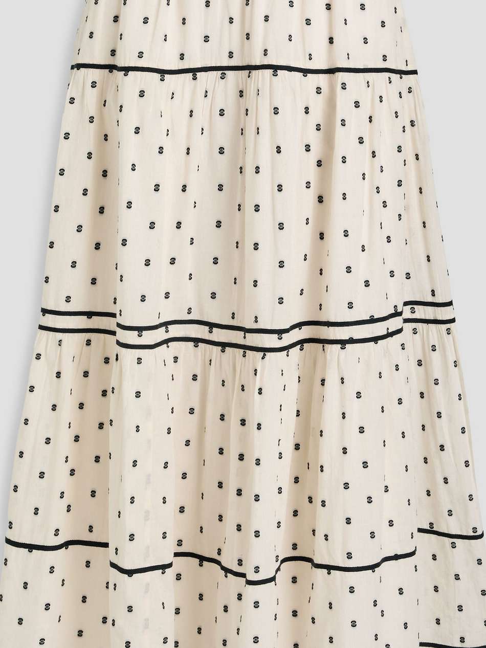 june tiered fil coupé cotton midi skirt