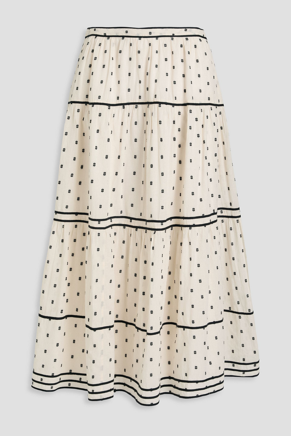 Ulla Johnson June Tiered Fil Coupé Cotton Midi Skirt In Elfenbein