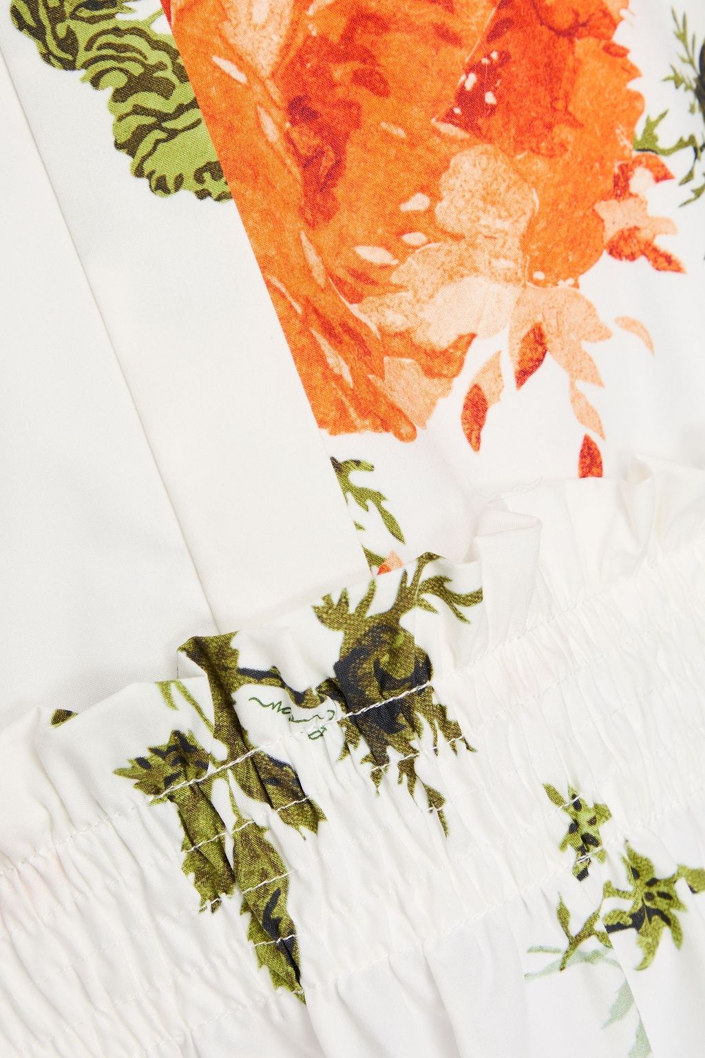 ERDEM Ruffled floral-print cotton-poplin midi dress