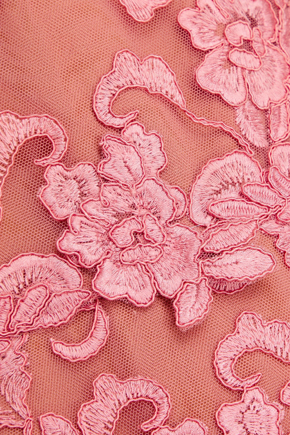 Marchesa Notte Appliquéd Corded Lace Gown In Antique Rose