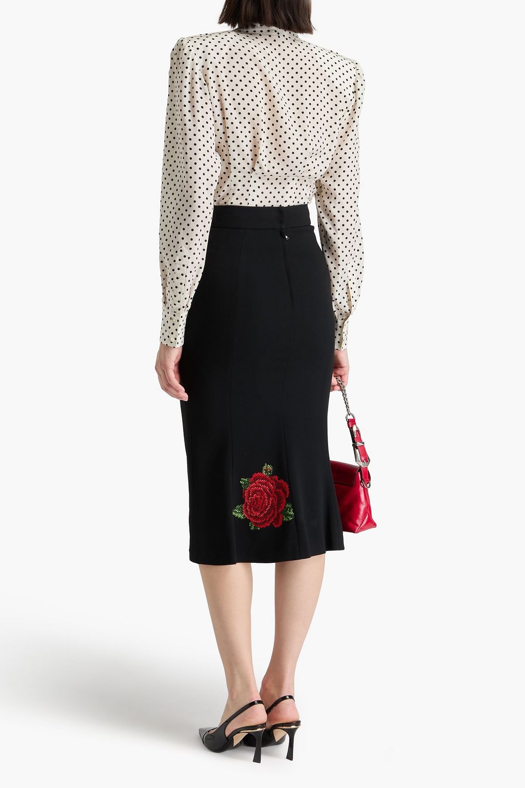 DOLCE&GABBANA تنورة متوسطة الطول من قماش الكريب مطرزة