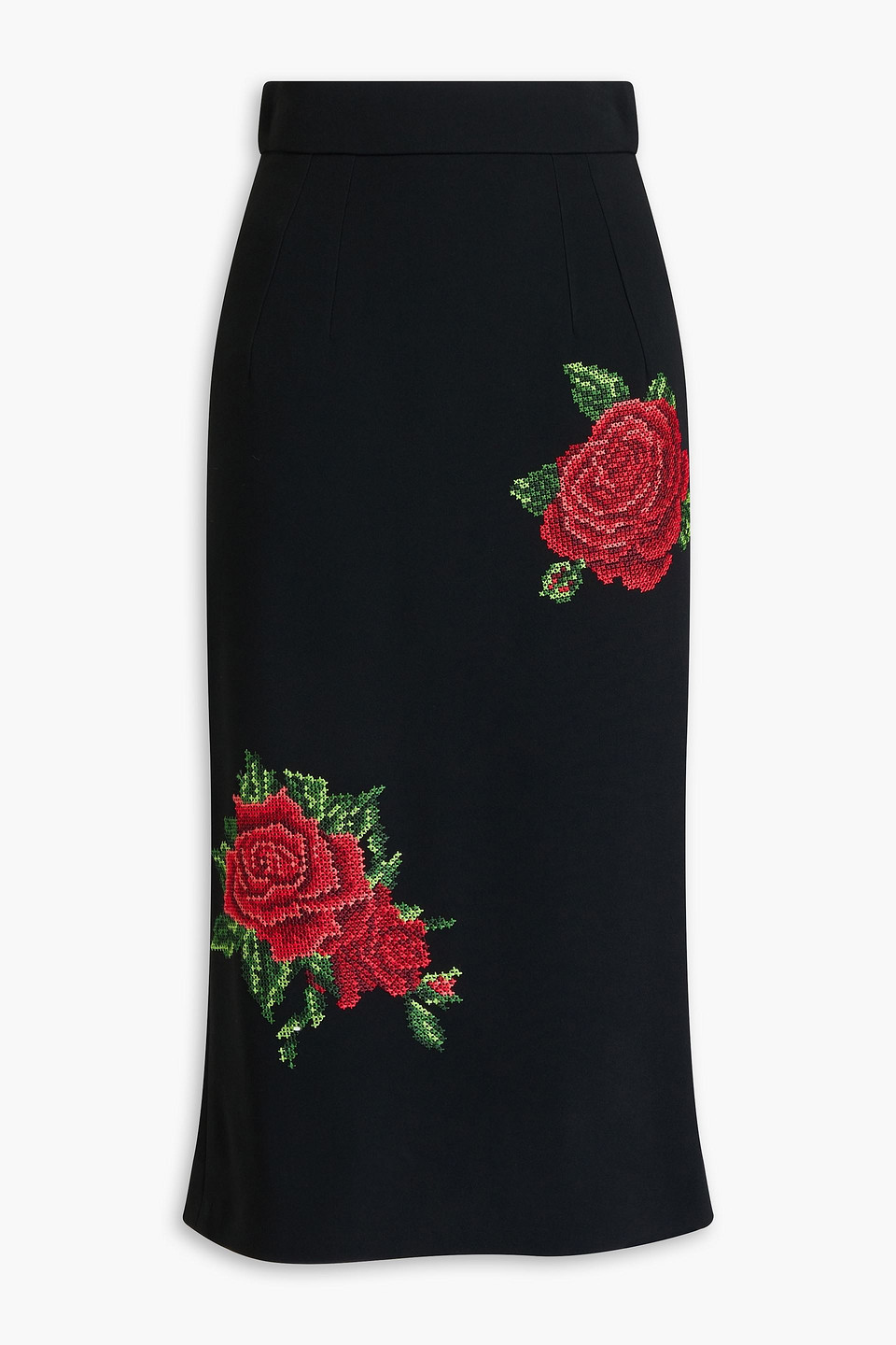 Dolce&Gabbana - Embroidered crepe midi skirt - Black - IT 36