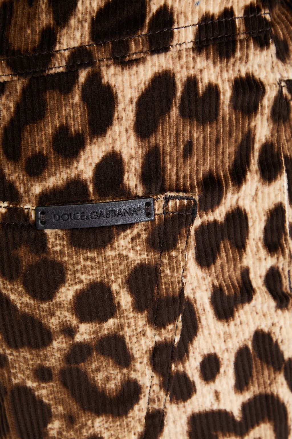 DOLCE&GABBANA بنطال سكيني من قماش الكوردروي ومزيج القطن مع نقوش جلد النمر