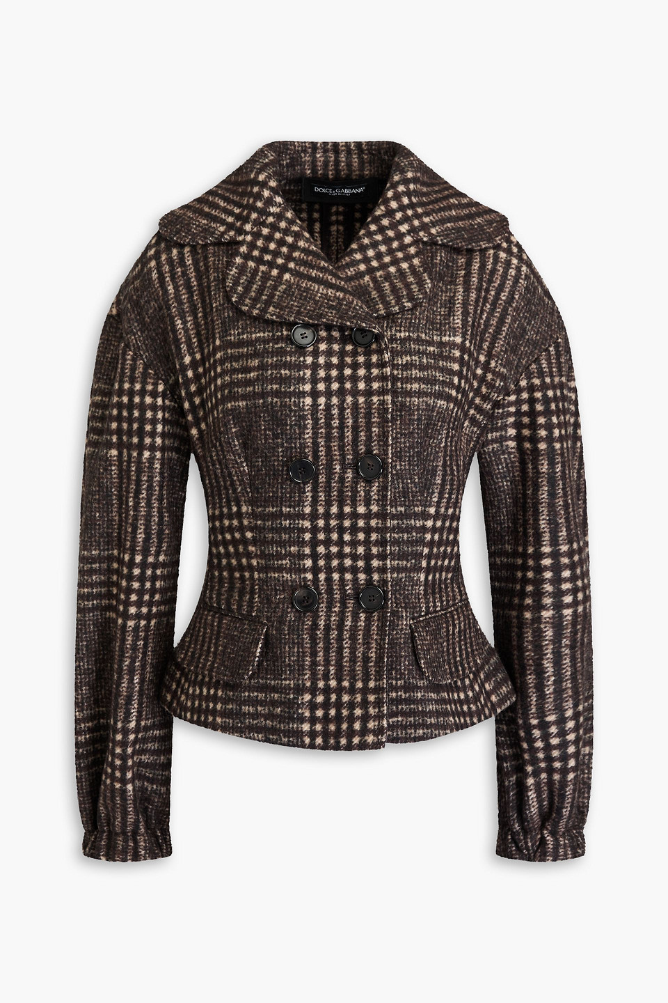 Dolce&Gabbana - Double-breasted Prince of Wales checked wool-blend felt jacket - Brown - IT 52