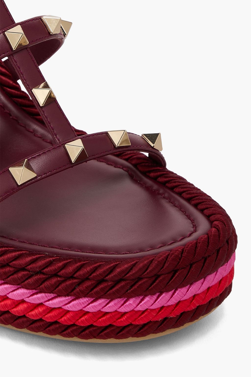 VALENTINO GARAVANI Rockstud Torchon 105 leather espadrille wedge sandals