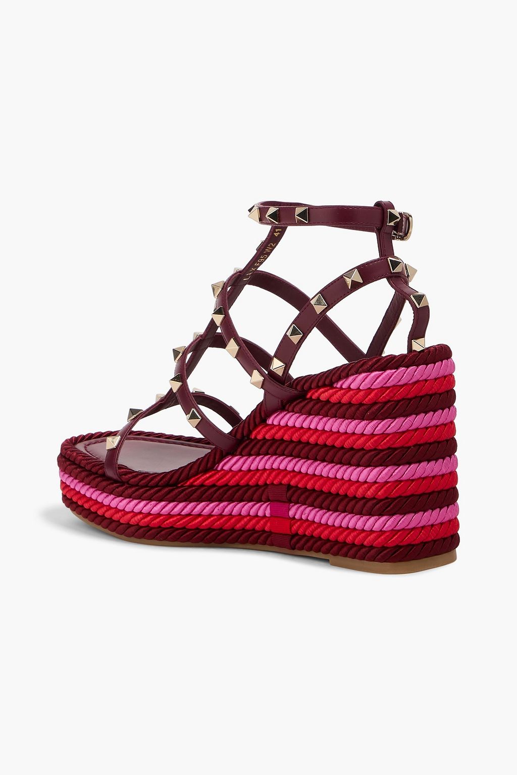 VALENTINO GARAVANI Rockstud Torchon 105 leather espadrille wedge sandals