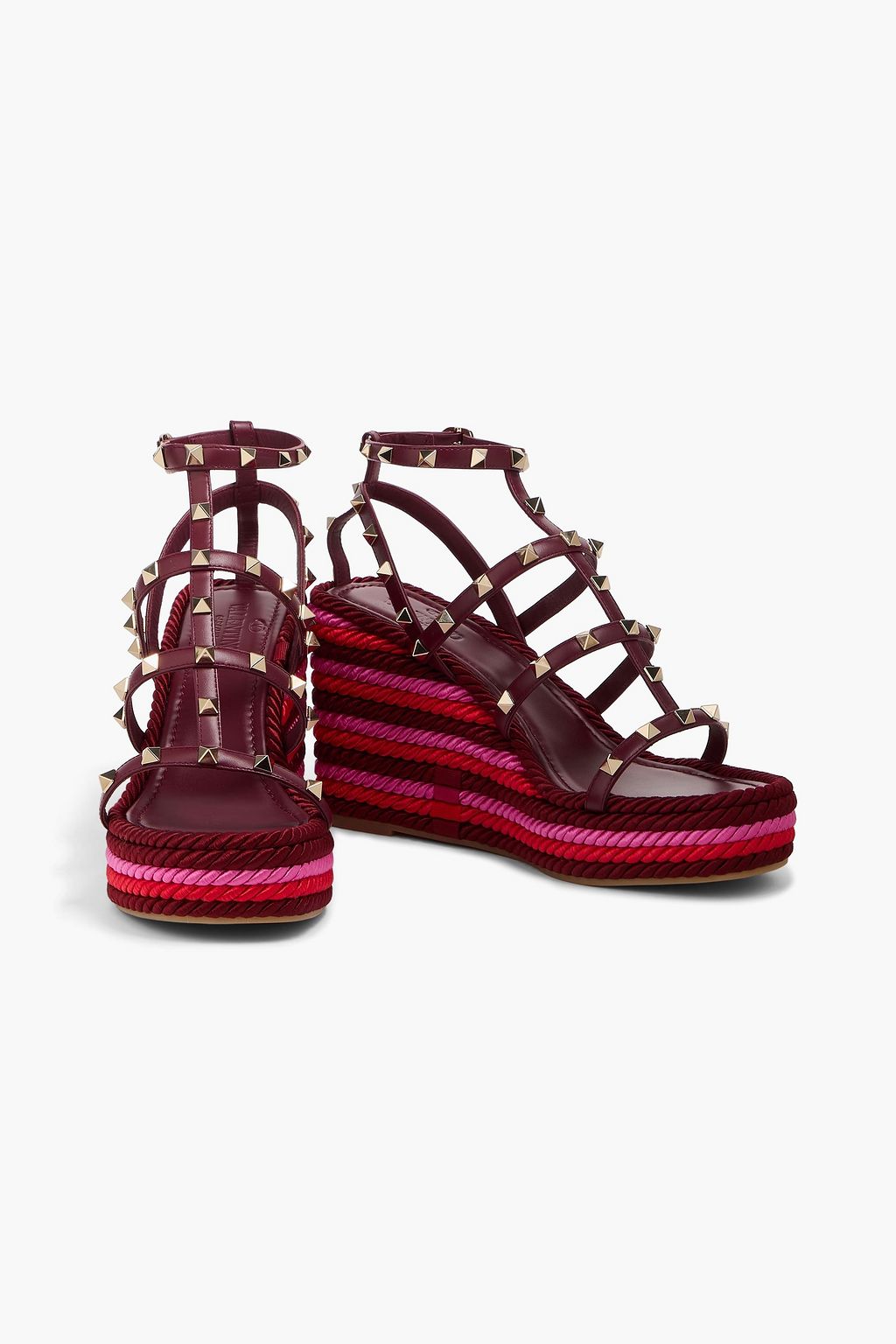 VALENTINO GARAVANI Rockstud Torchon 105 leather espadrille wedge sandals