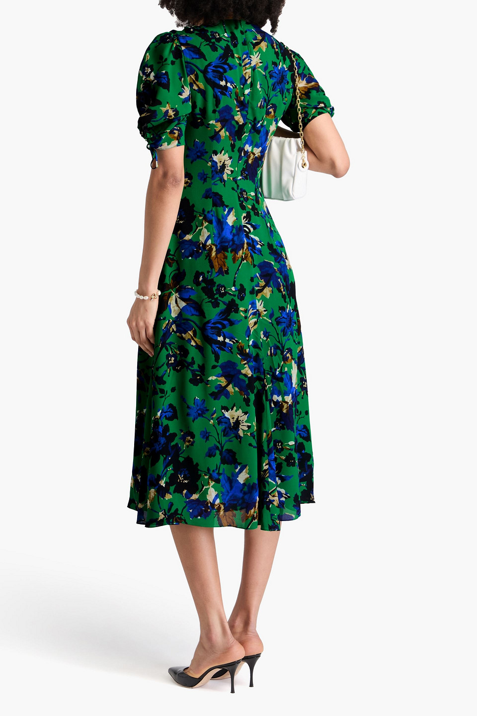 ERDEM FLORAL-PRINT CREPE DE CHINE MIDI DRESS 