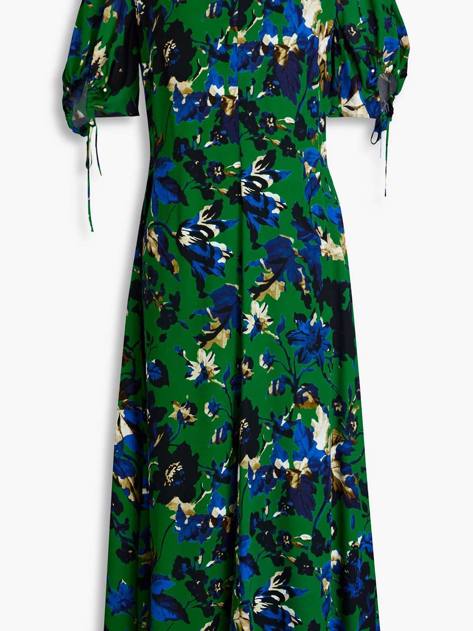 floral-print crepe de chine midi dress
