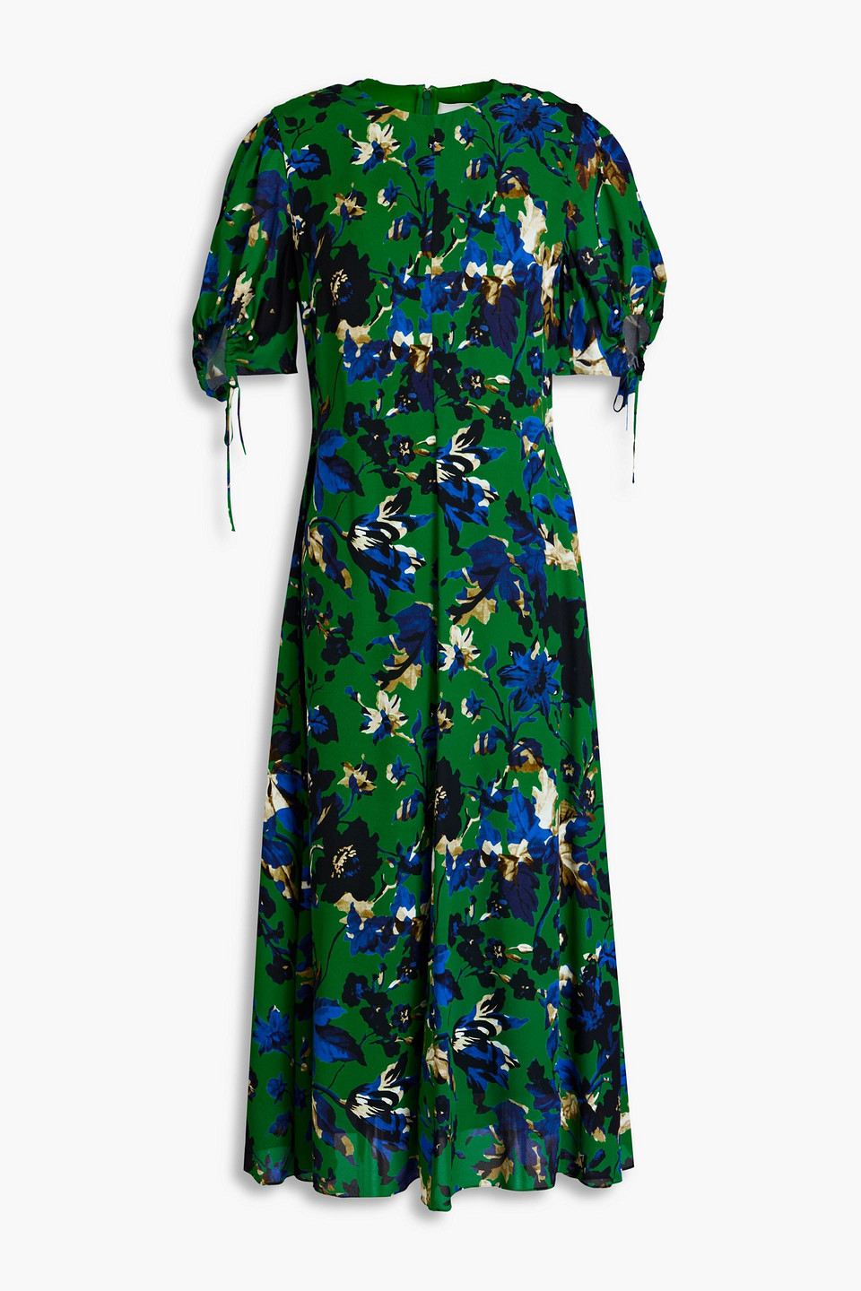 Erdem Floral-print Crepe De Chine Midi Dress In Green