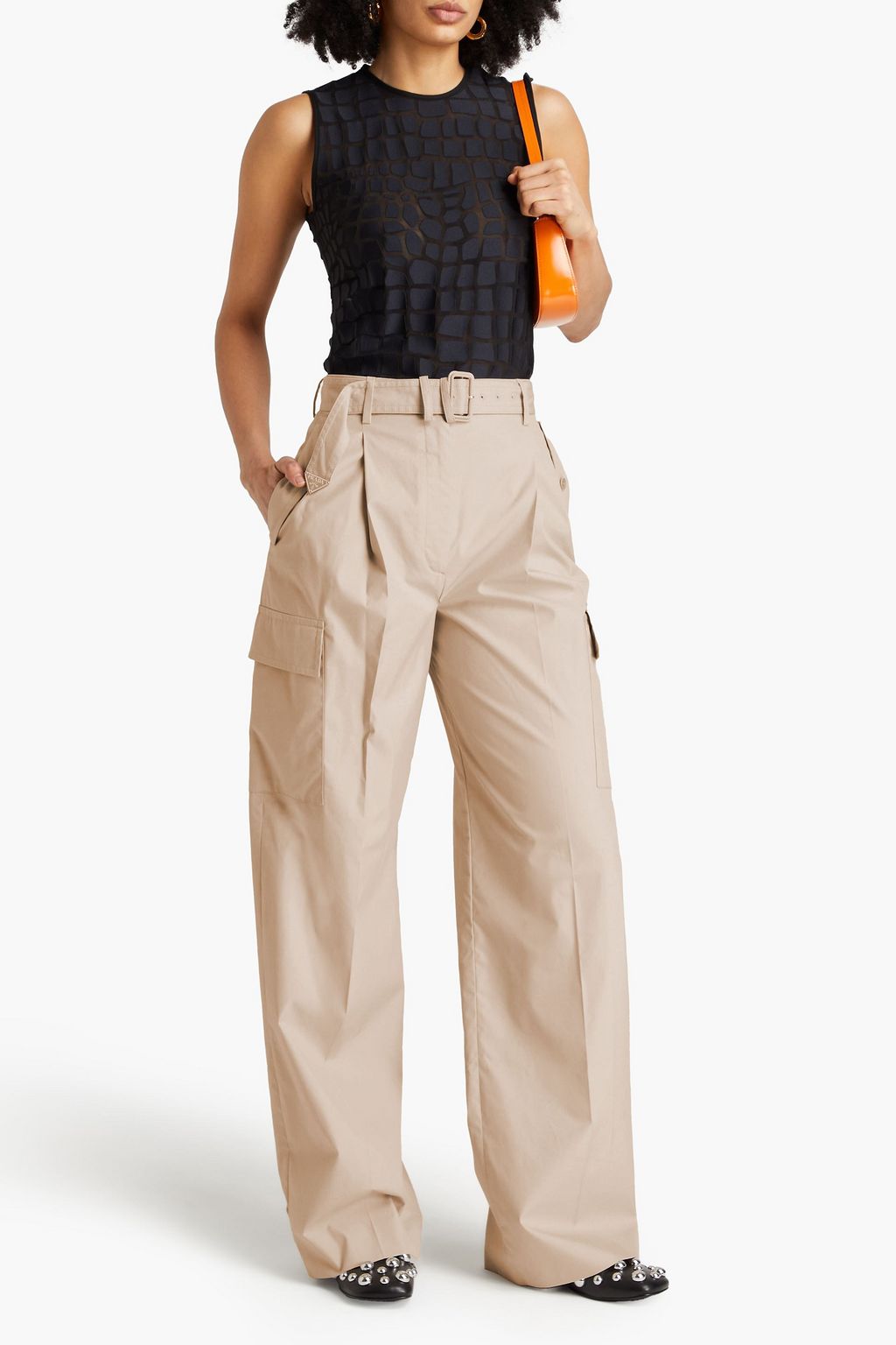 PRADA Cargohose aus einer Baumwollmischung mit Gürtel