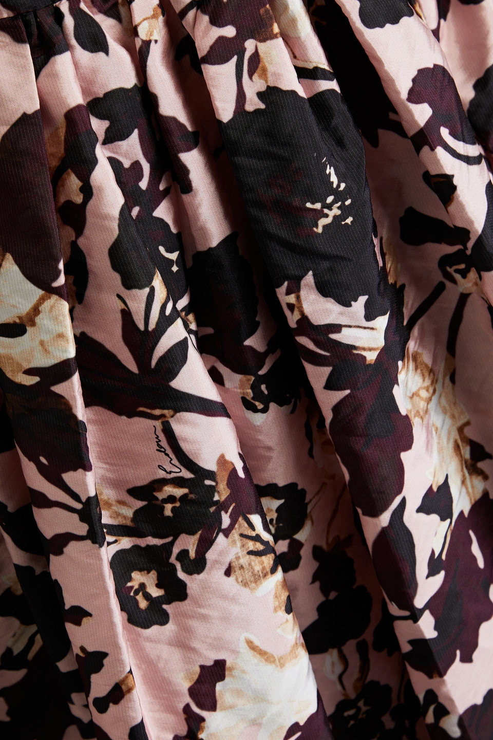 Erdem Floral Print Pleated Taffeta A-line Midi Dress In Pastel Pink