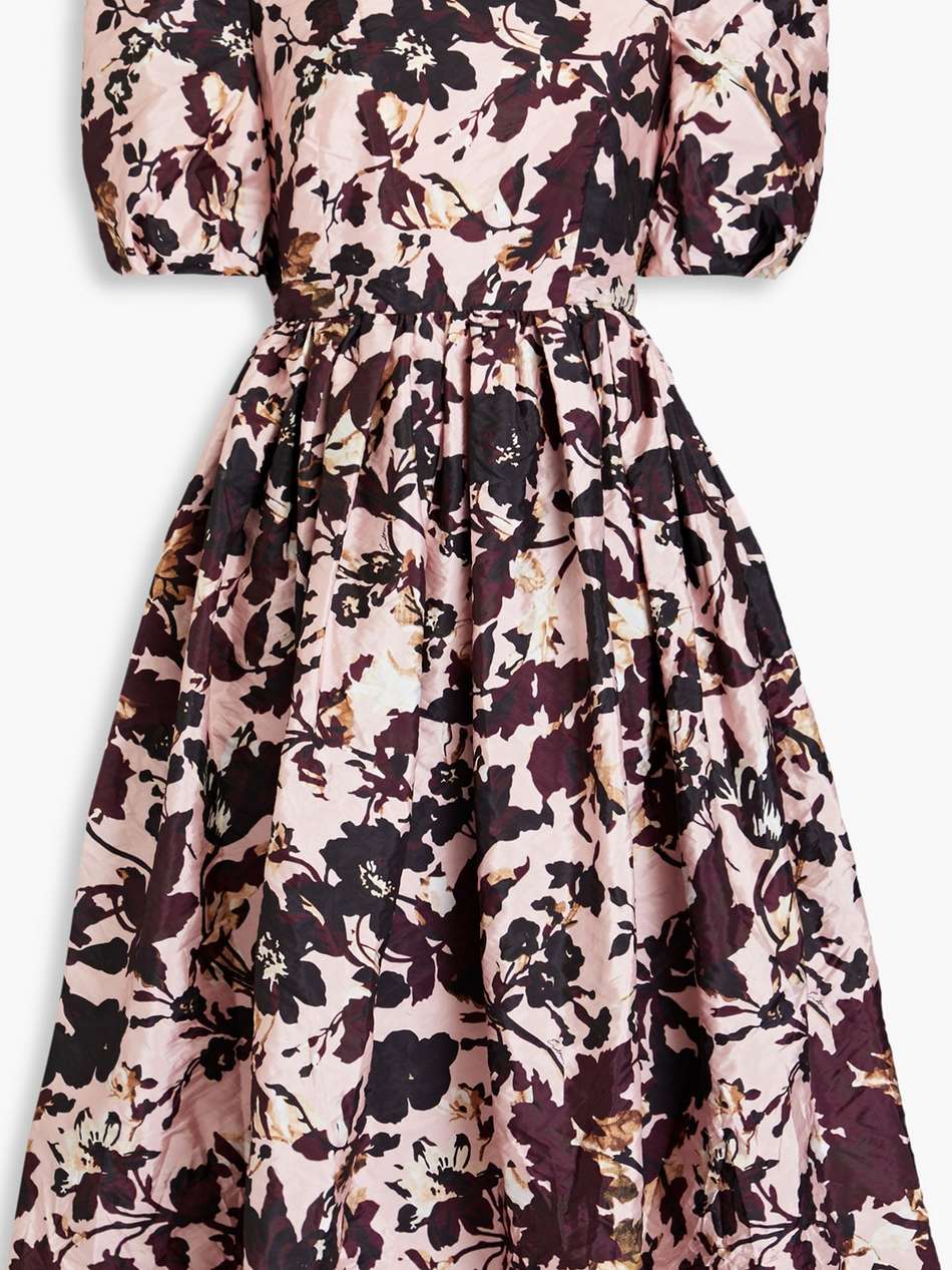 floral-print taffeta midi dress