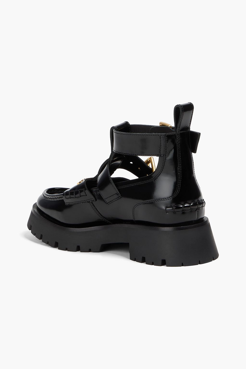 ALEXANDER WANG Carter embellished cutout glossed-leather ankle boots