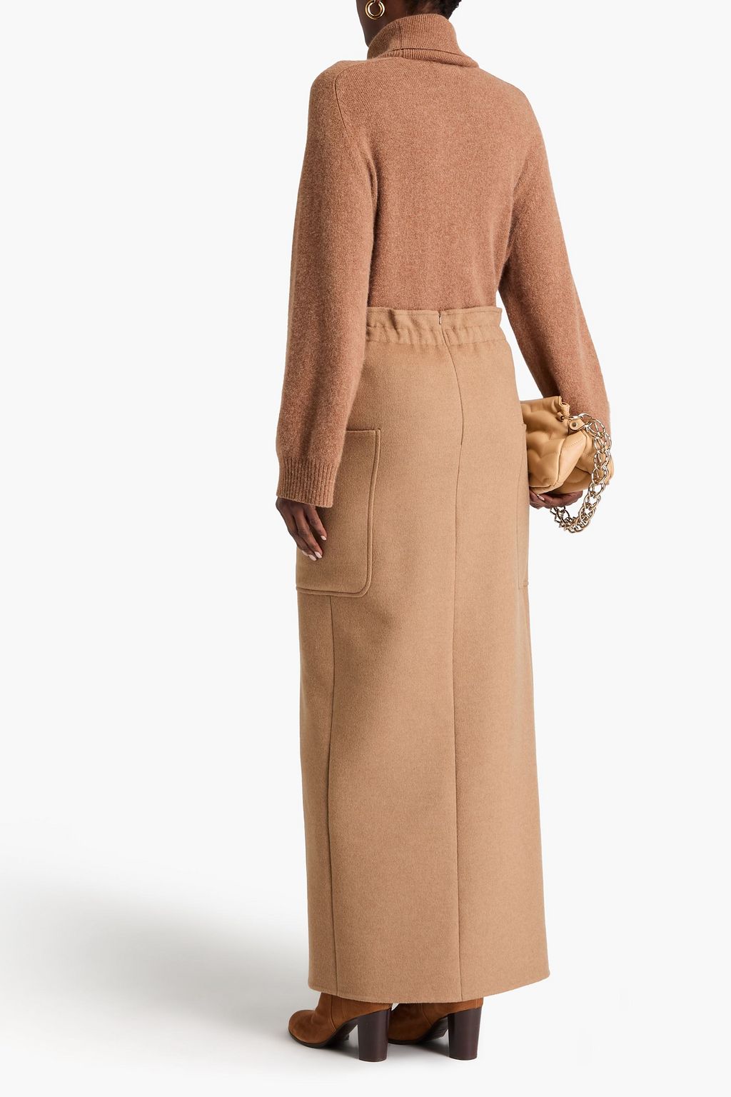 MAX MARA Coal camel hair maxi wrap skirt
