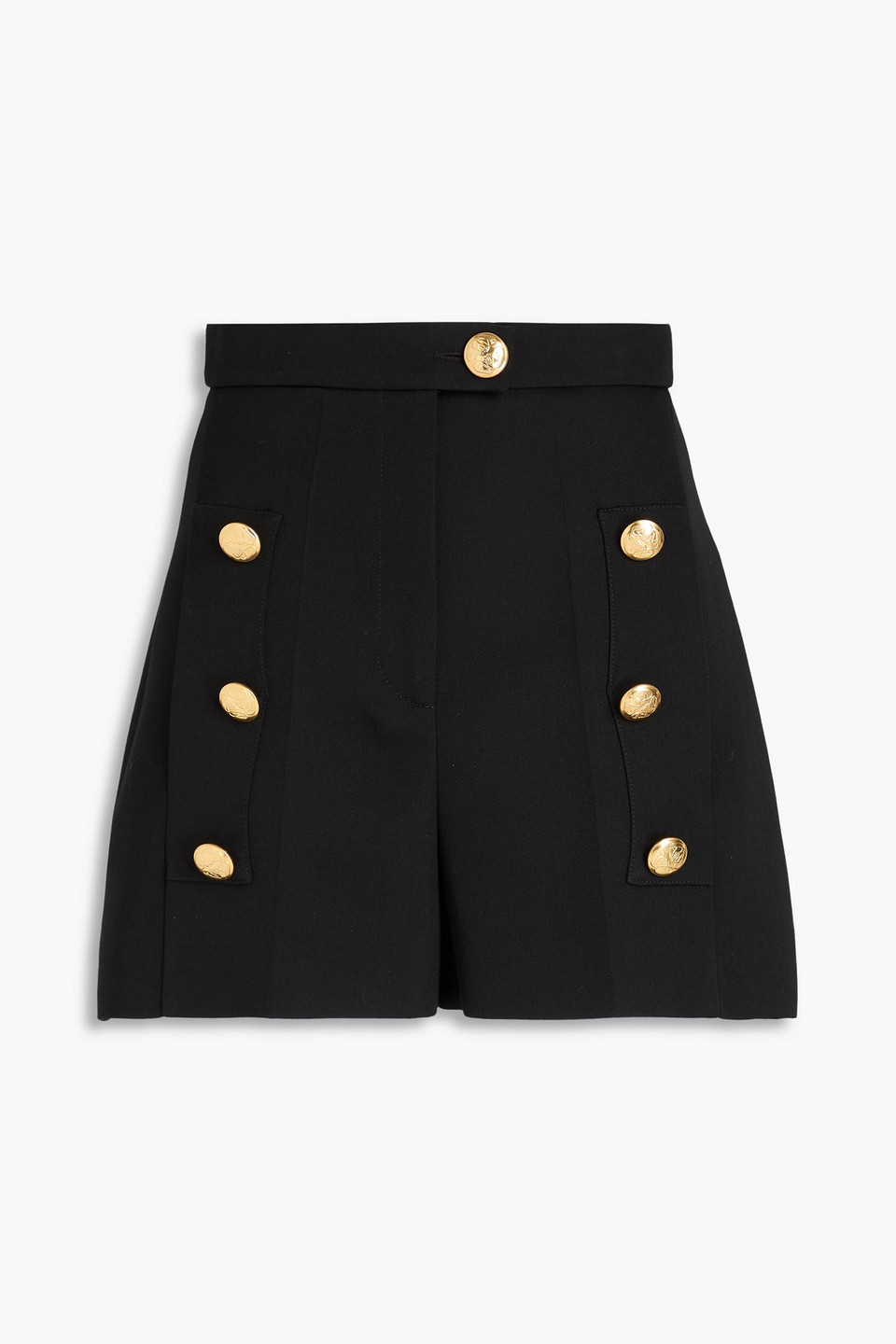 ALEXANDER MCQUEEN BUTTON-EMBELLISHED WOOL-CREPE SHORTS