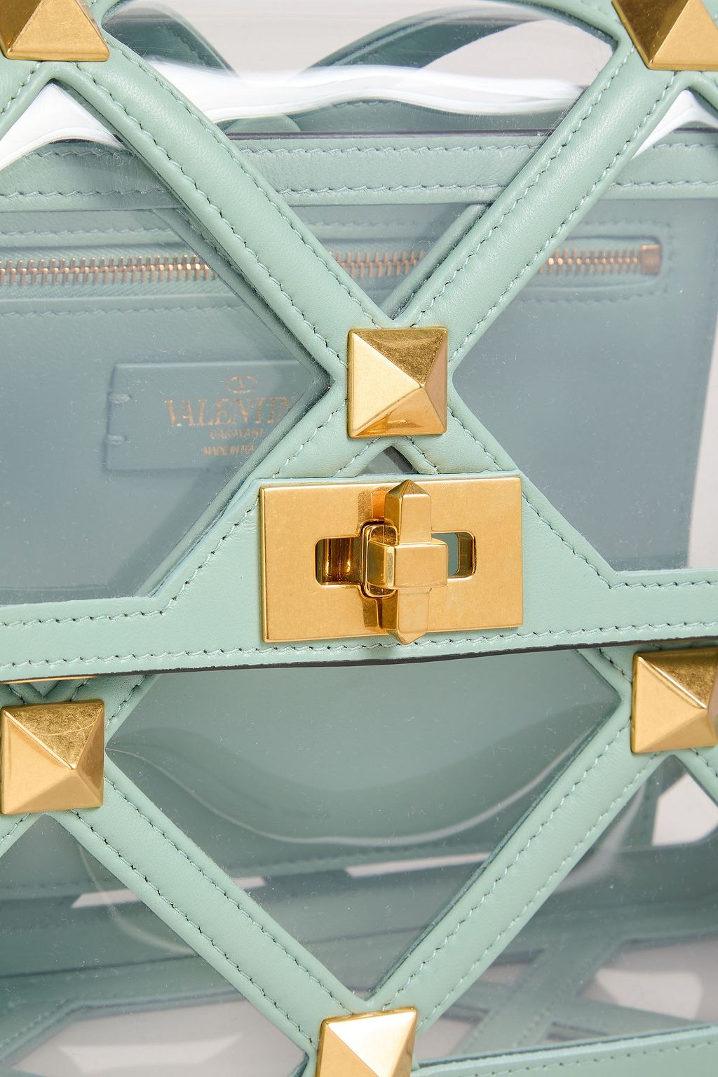 VALENTINO GARAVANI Rockstud leather and PVC shoulder bag