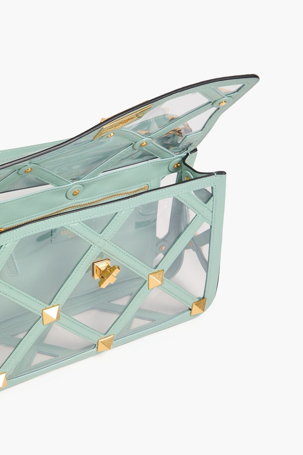 VALENTINO GARAVANI Rockstud leather and PVC shoulder bag