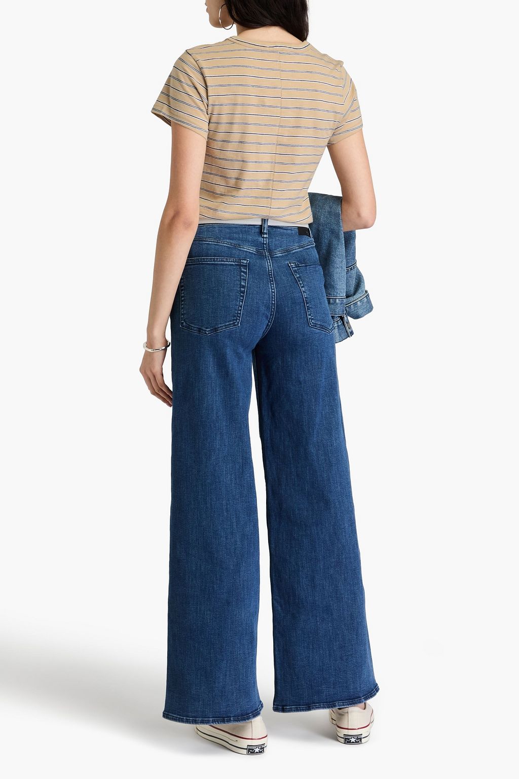 RAG & BONE تي شيرت من قطن بيما والجيرسي بتصميم مخطط
