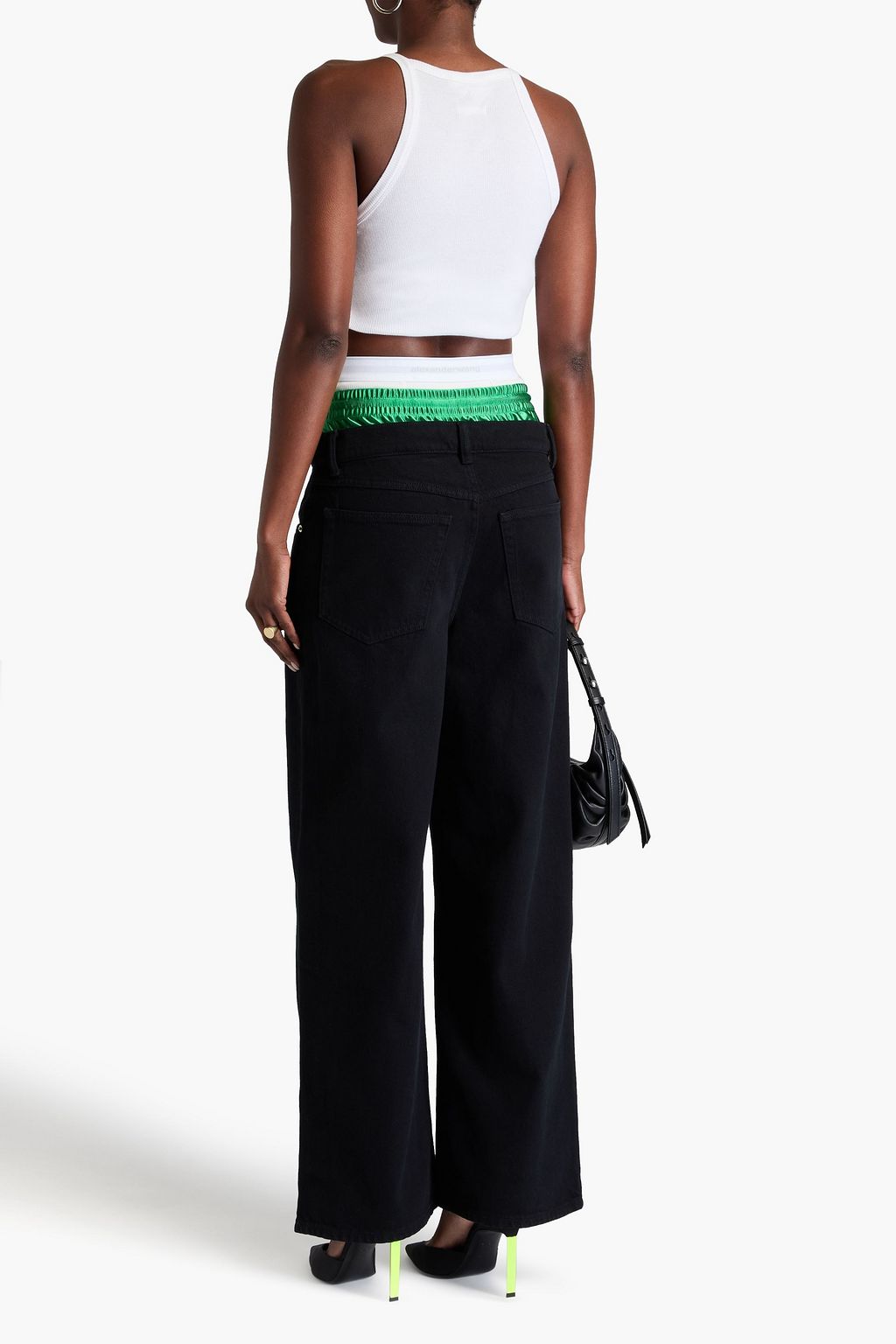 ALEXANDER WANG レイヤード ハイライズ ワイドジーンズ ジャージートリム