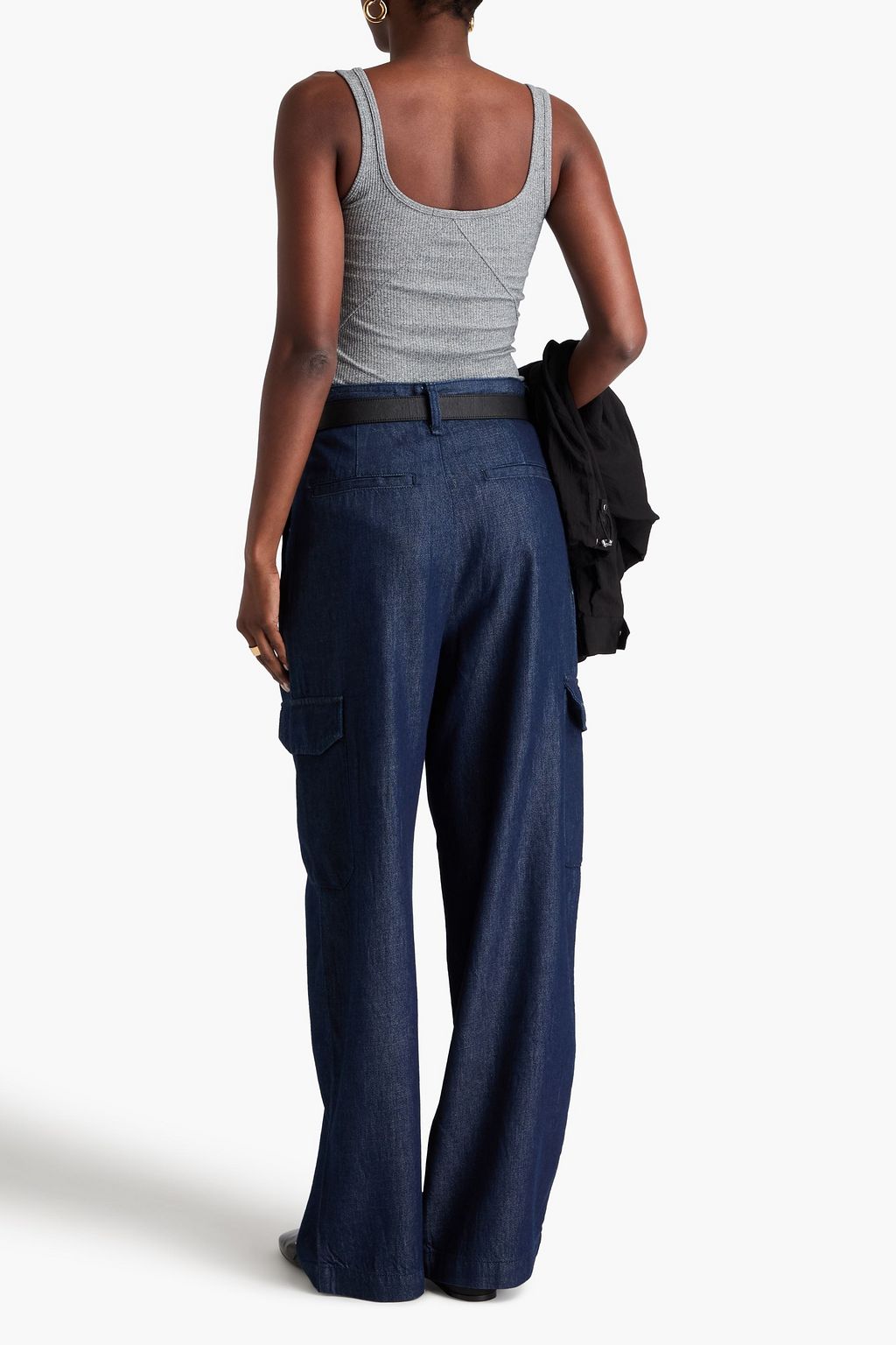 RAG & BONE تانك توب ذا إيسنشيال من الجيرسي وقطن بيما بتصميم مضلّع