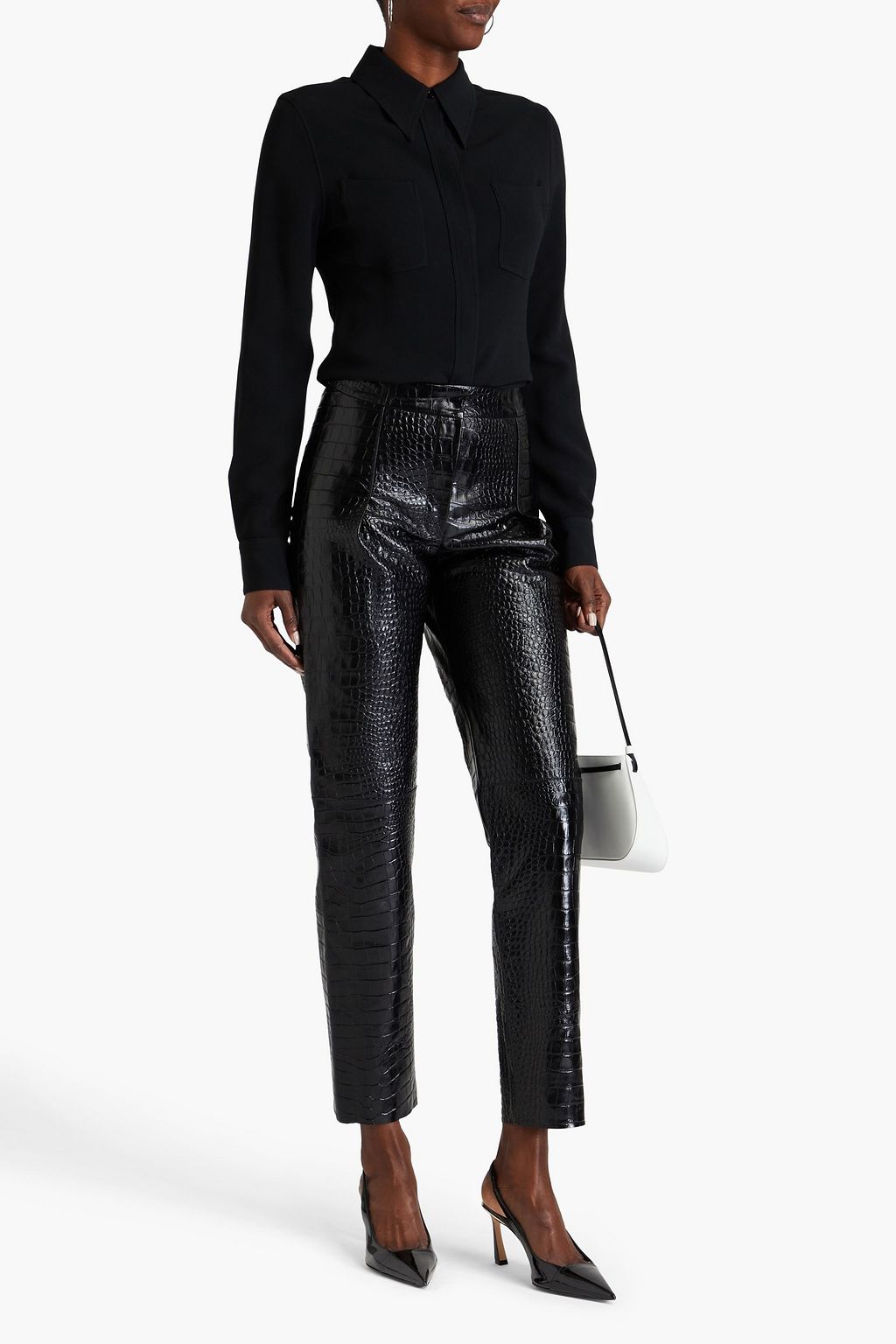 VICTORIA BECKHAM 크로커다일 이펙트 가죽 테이퍼드 팬츠