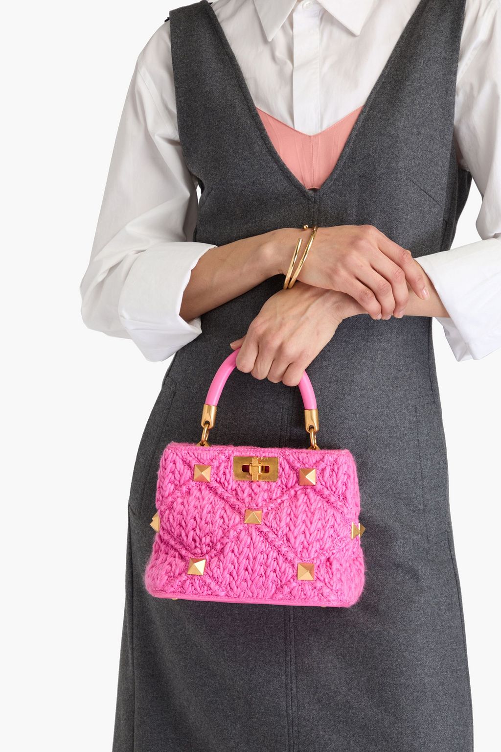 VALENTINO GARAVANI Roman Stud crochet tote