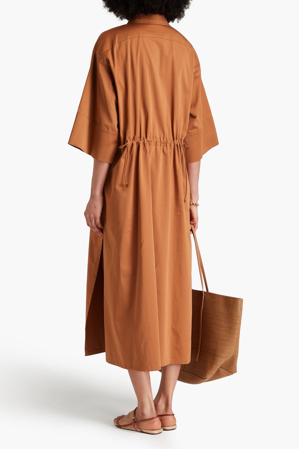 MAX MARA 코튼 혼방 미디 셔츠 드레스