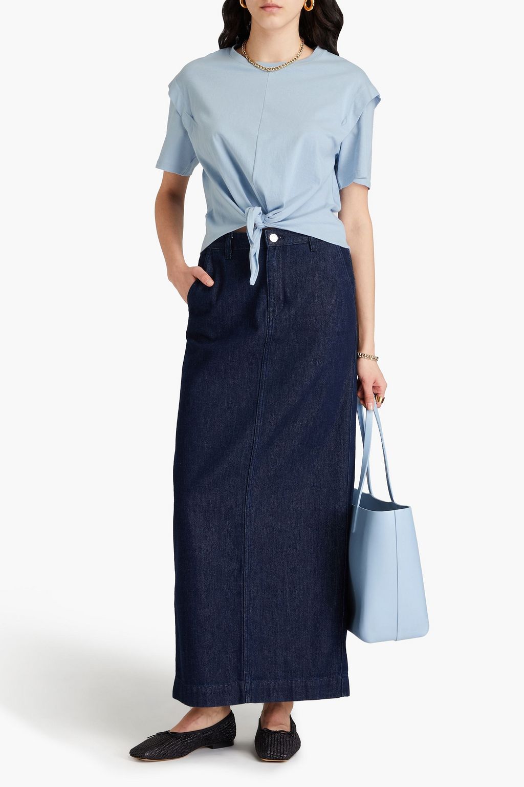RAG & BONE تي شيرت ميكا من القطن والجيرسي بتصميم معقود