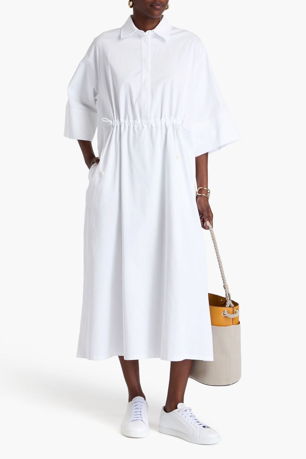 MAX MARA فستان "إيلوليا" بأسلوب القميص متوسط الطول من مزيج من القطن
