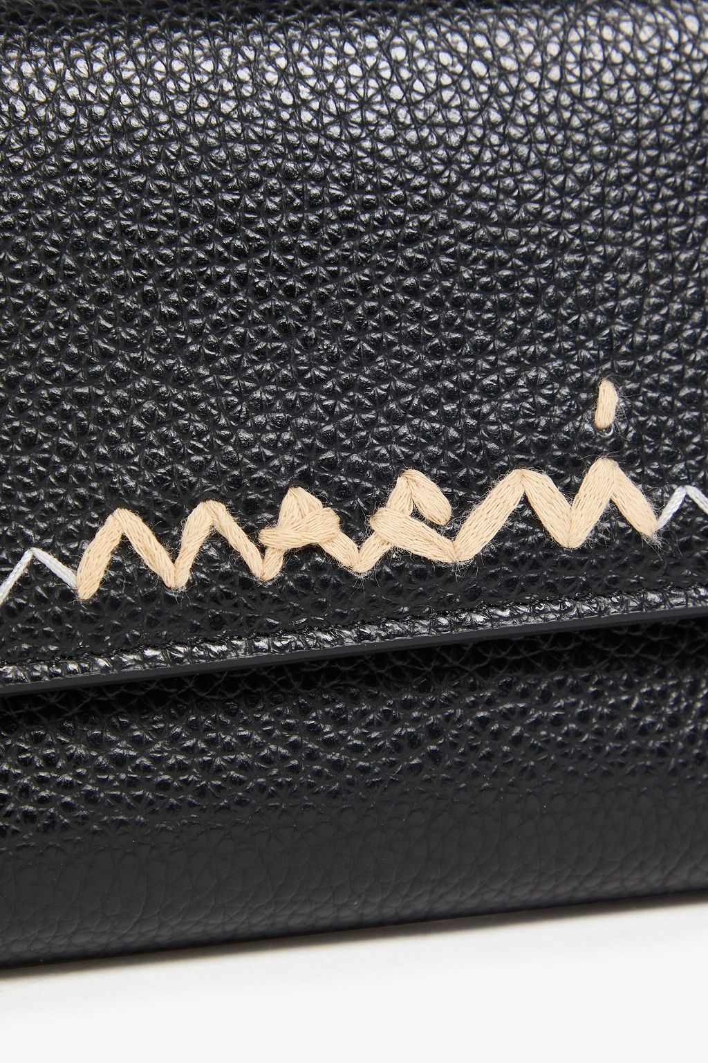 MARNI Embroidered pebbled-leather wallet