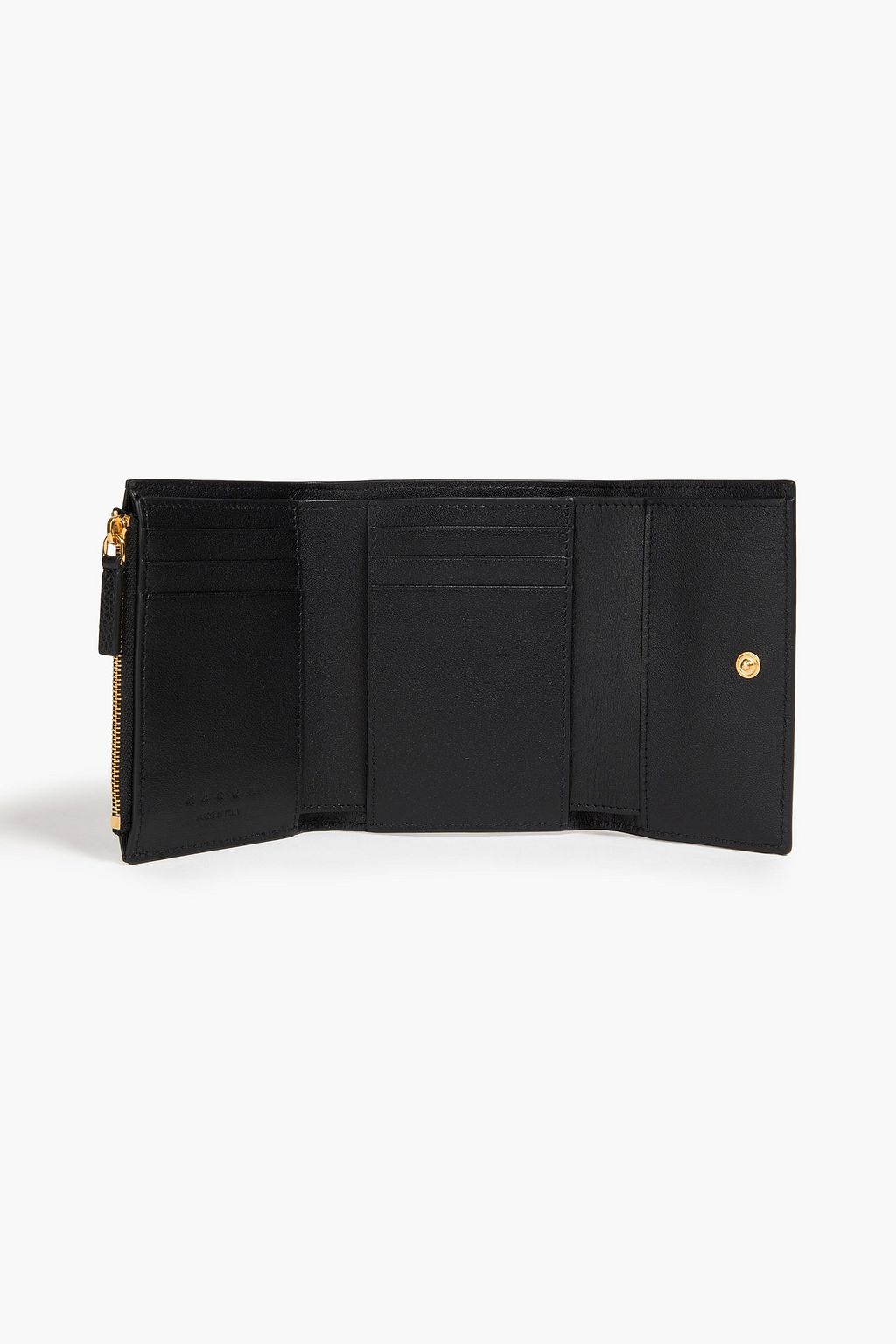 MARNI Embroidered pebbled-leather wallet