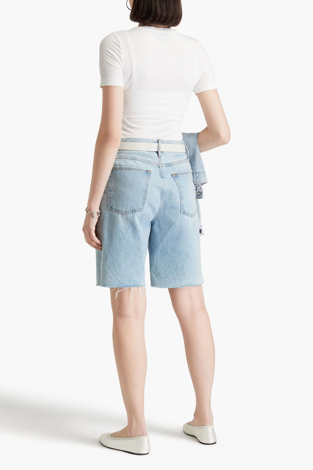 RAG & BONE تي شيرت لوكا من الجيرسي ومزيج المودال بتصميم مضلّع