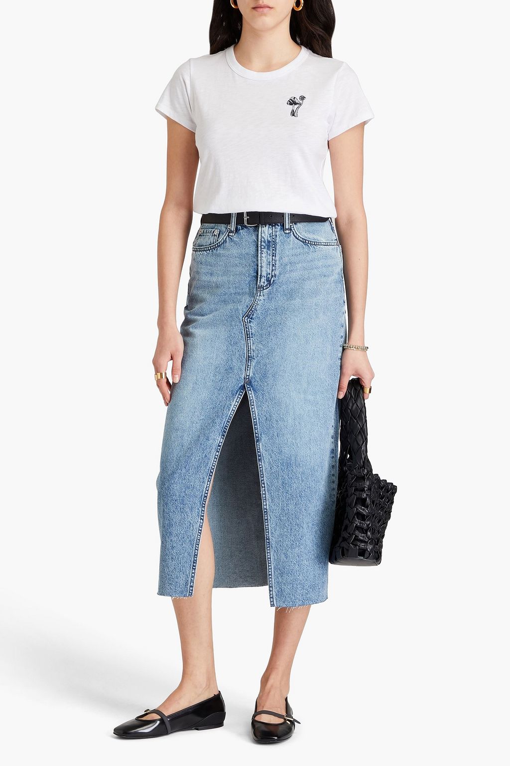RAG & BONE تي شيرت من قطن بيما والجيرسي مطرّز