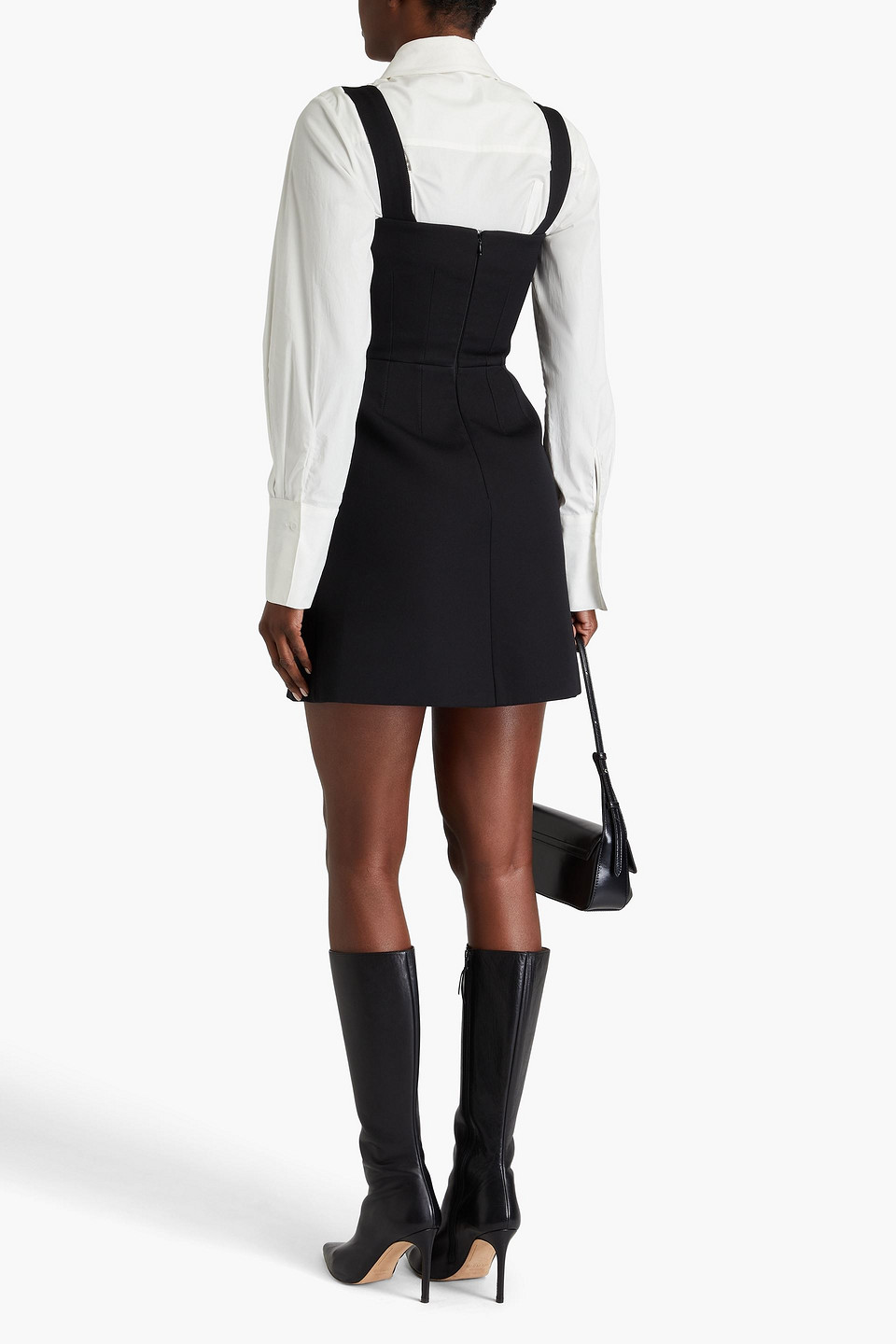 ALEXANDER MCQUEEN EMBELLISHED WOOL-CREPE MINI DRESS