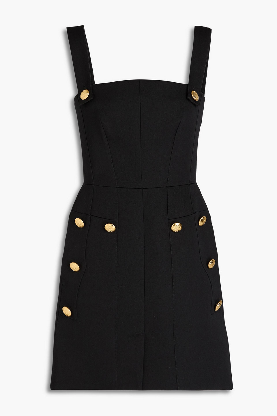Alexander Mcqueen Embellished Wool-crepe Mini Dress In Black