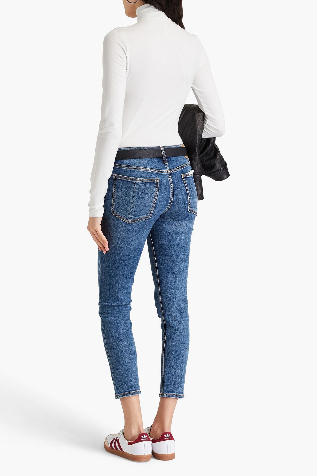 RAG & BONE بلوزة لوكا بياقة عالية من الجيرسي والمودال المطاط