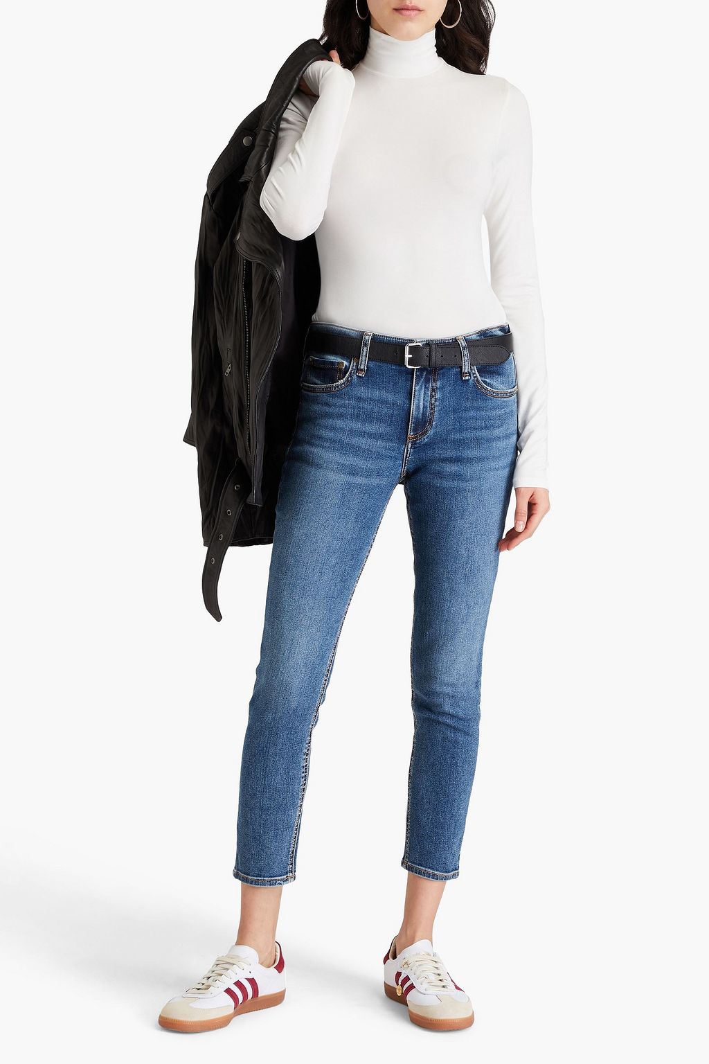 RAG & BONE بلوزة لوكا بياقة عالية من الجيرسي والمودال المطاط