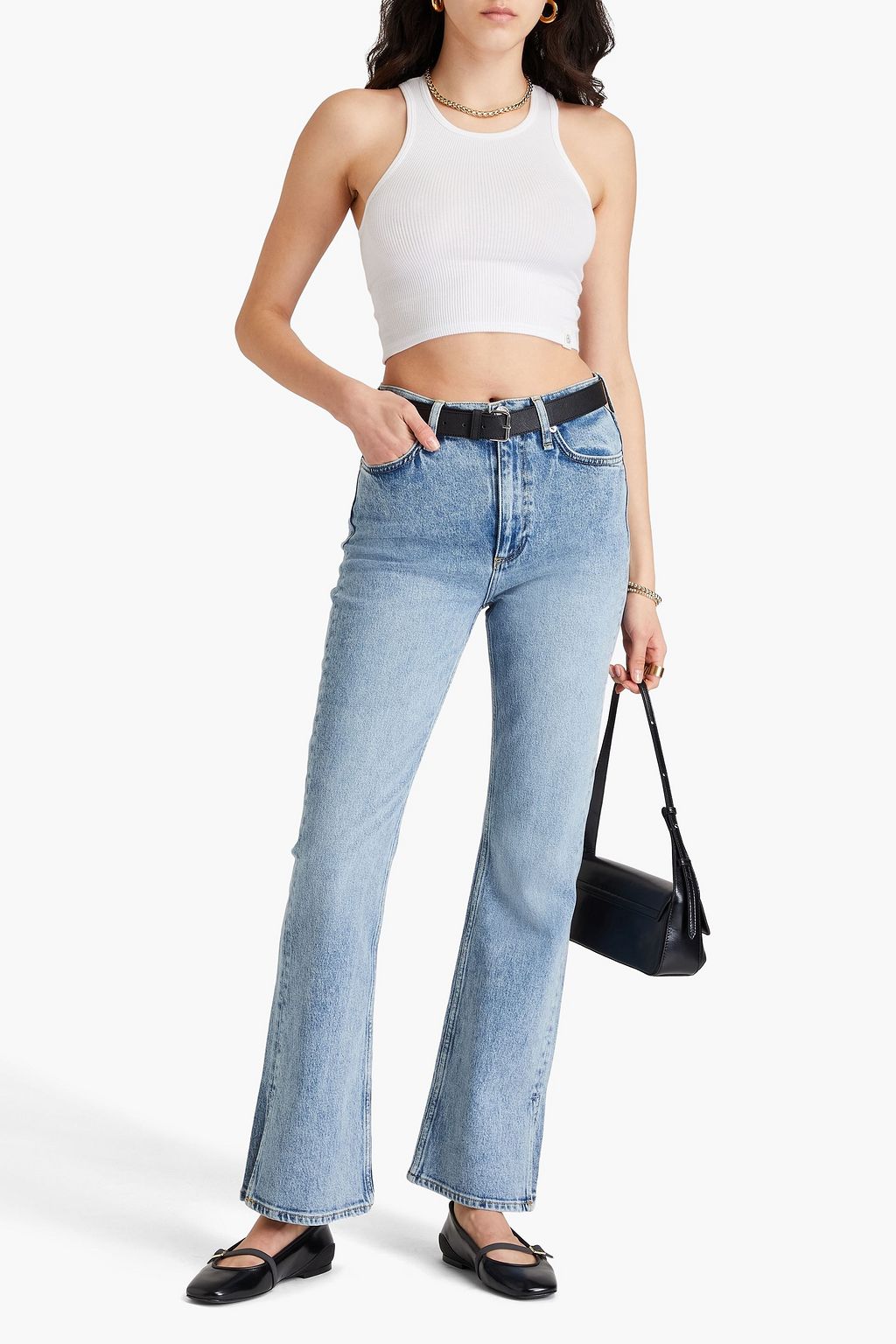 RAG & BONE Cropped ribbed stretch-Pima cotton-jersey tank
