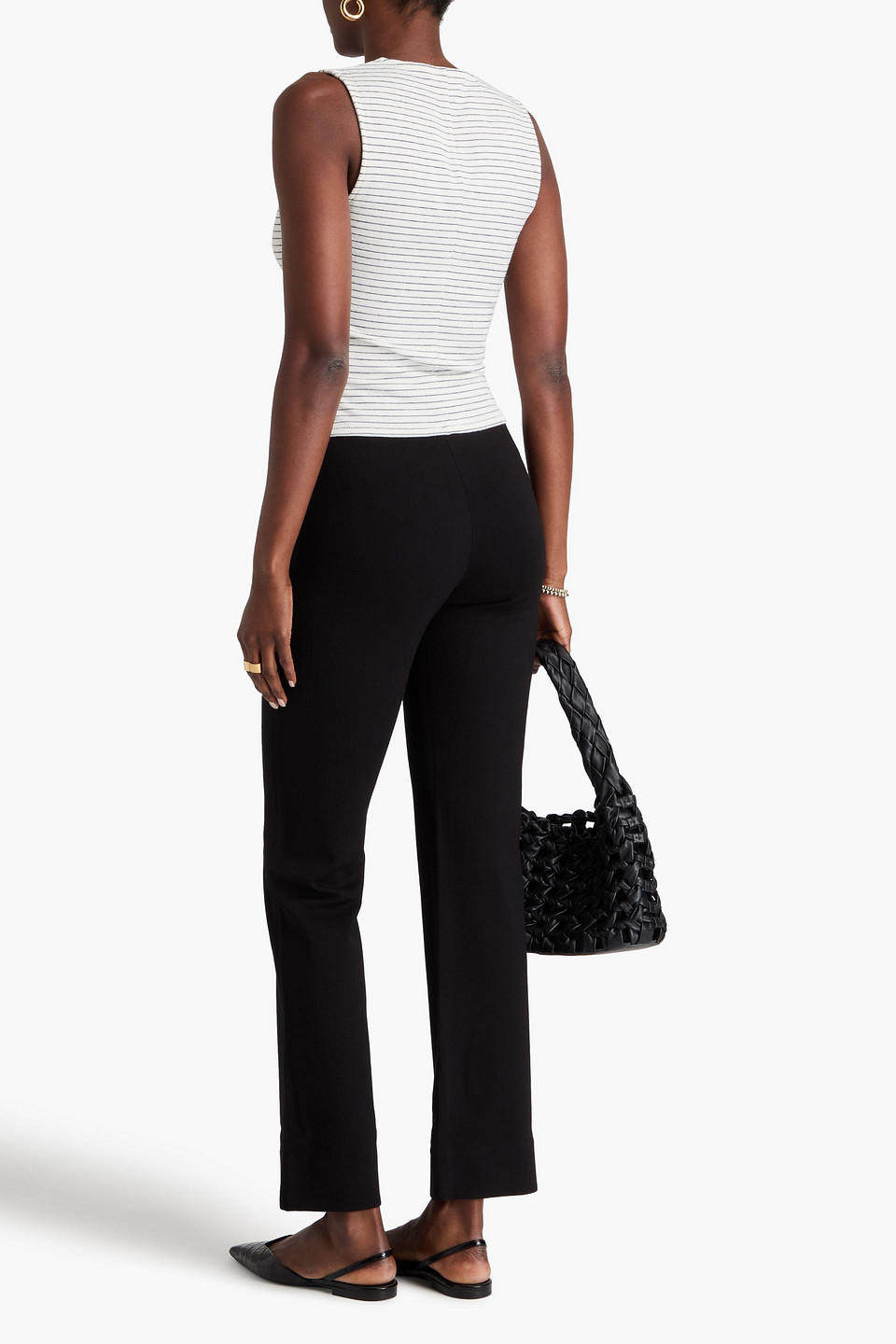 Rag & Bone The Knit Stripe Button Up Tank Ivorymult In Ivory