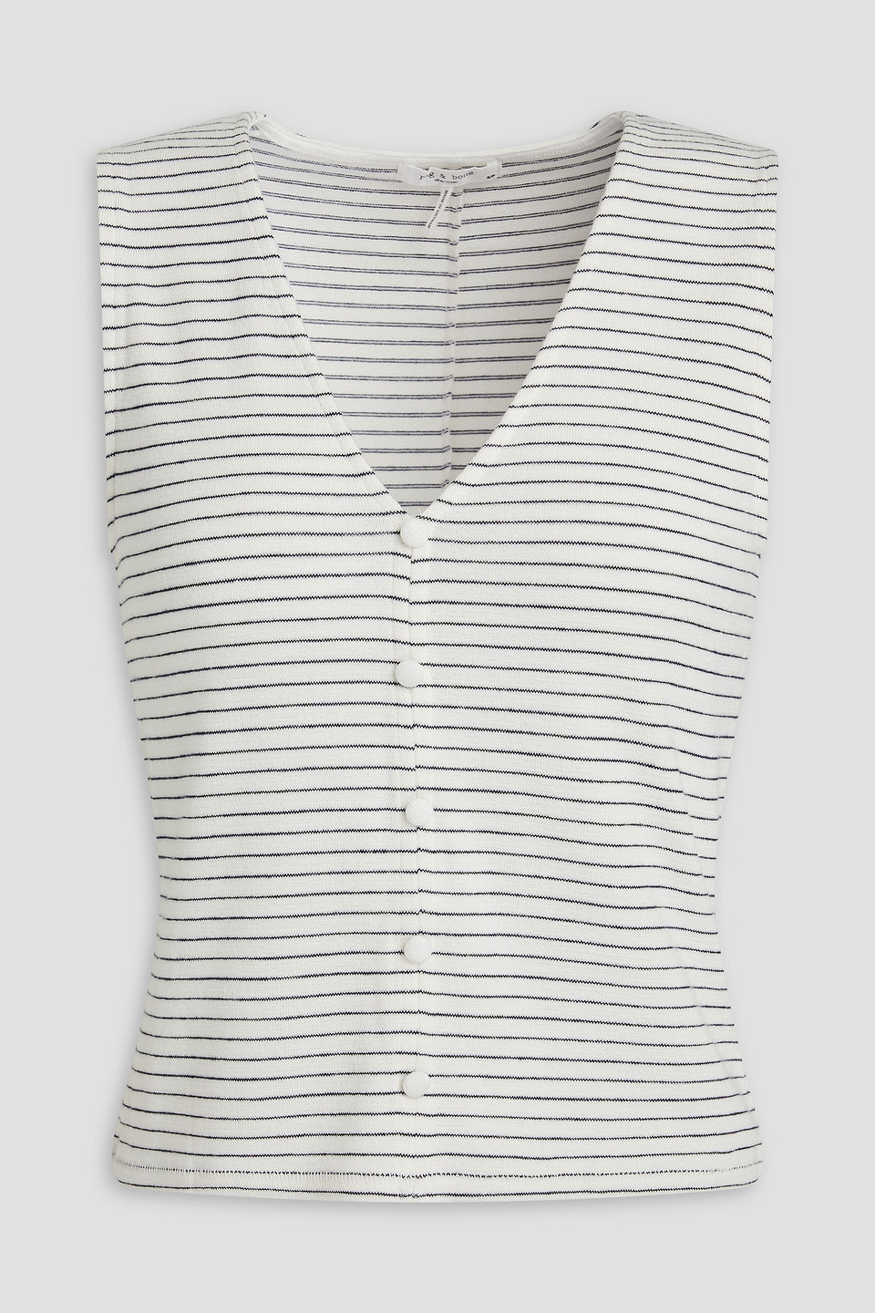 Rag & Bone The Knit Stripe Button Up Tank Ivorymult In Ivory
