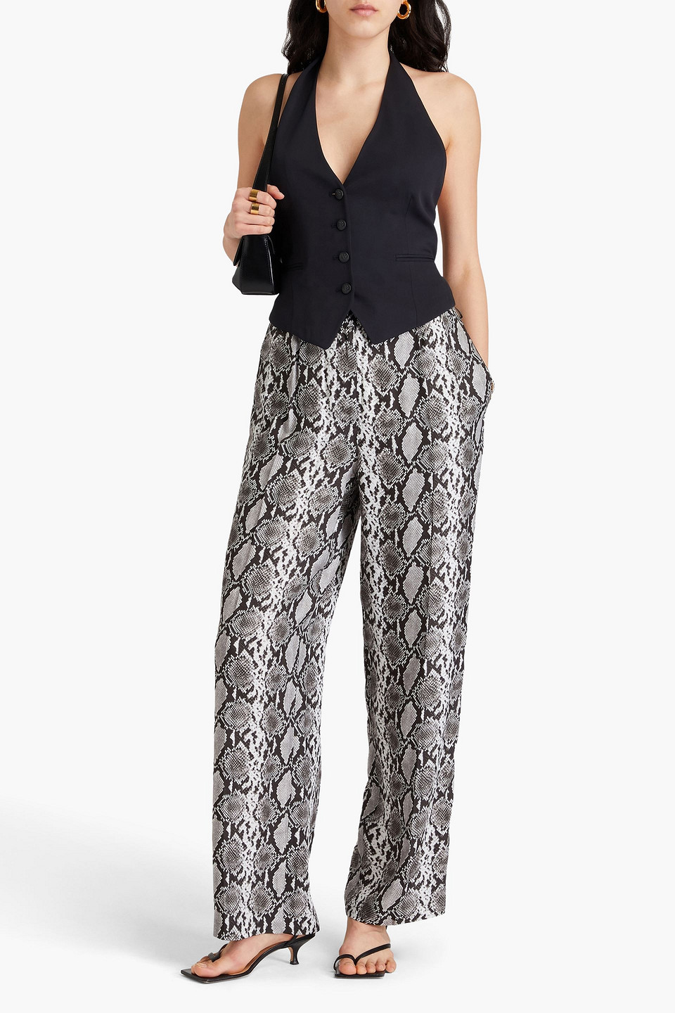 Rag & Bone Ethel Crepe Halterneck Vest In Black