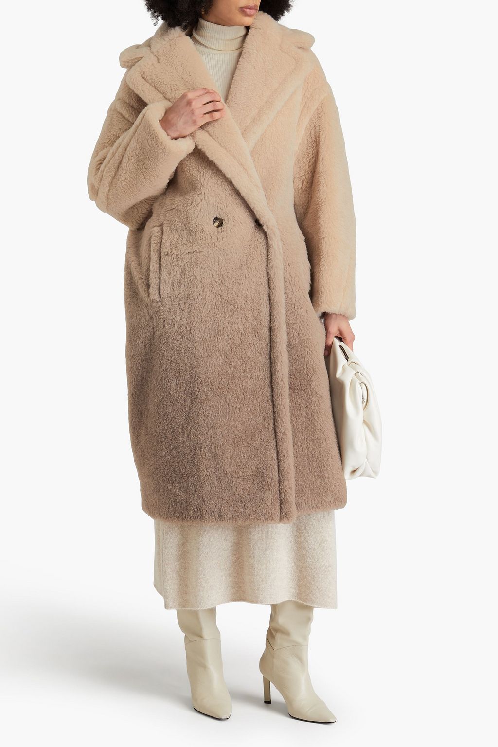 MAX MARA 데그라데 알파카 울 실크 혼방 코트