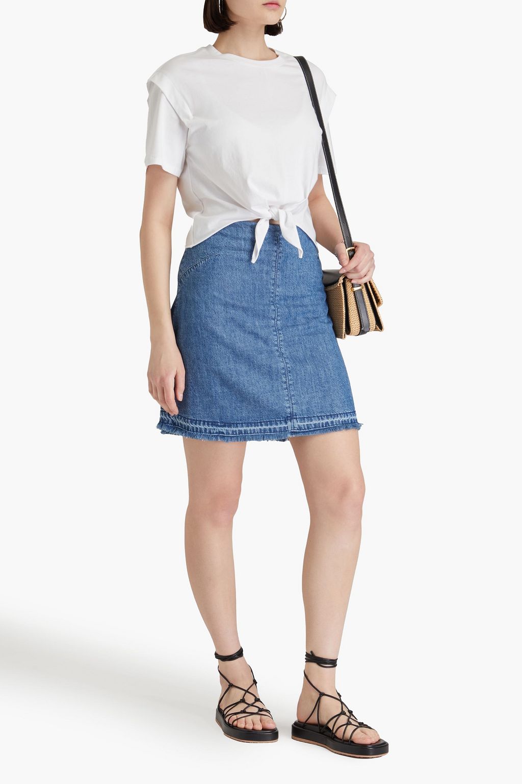 RAG & BONE تي شيرت ميكا من القطن والجيرسي بتصميم معقود