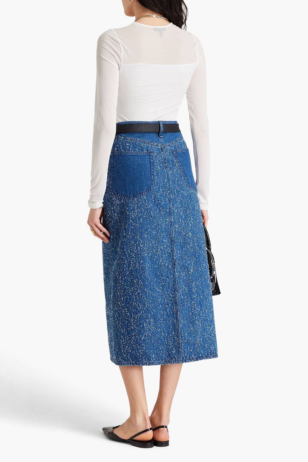 RAG & BONE Luca tulle-paneled stretch-modal jersey top