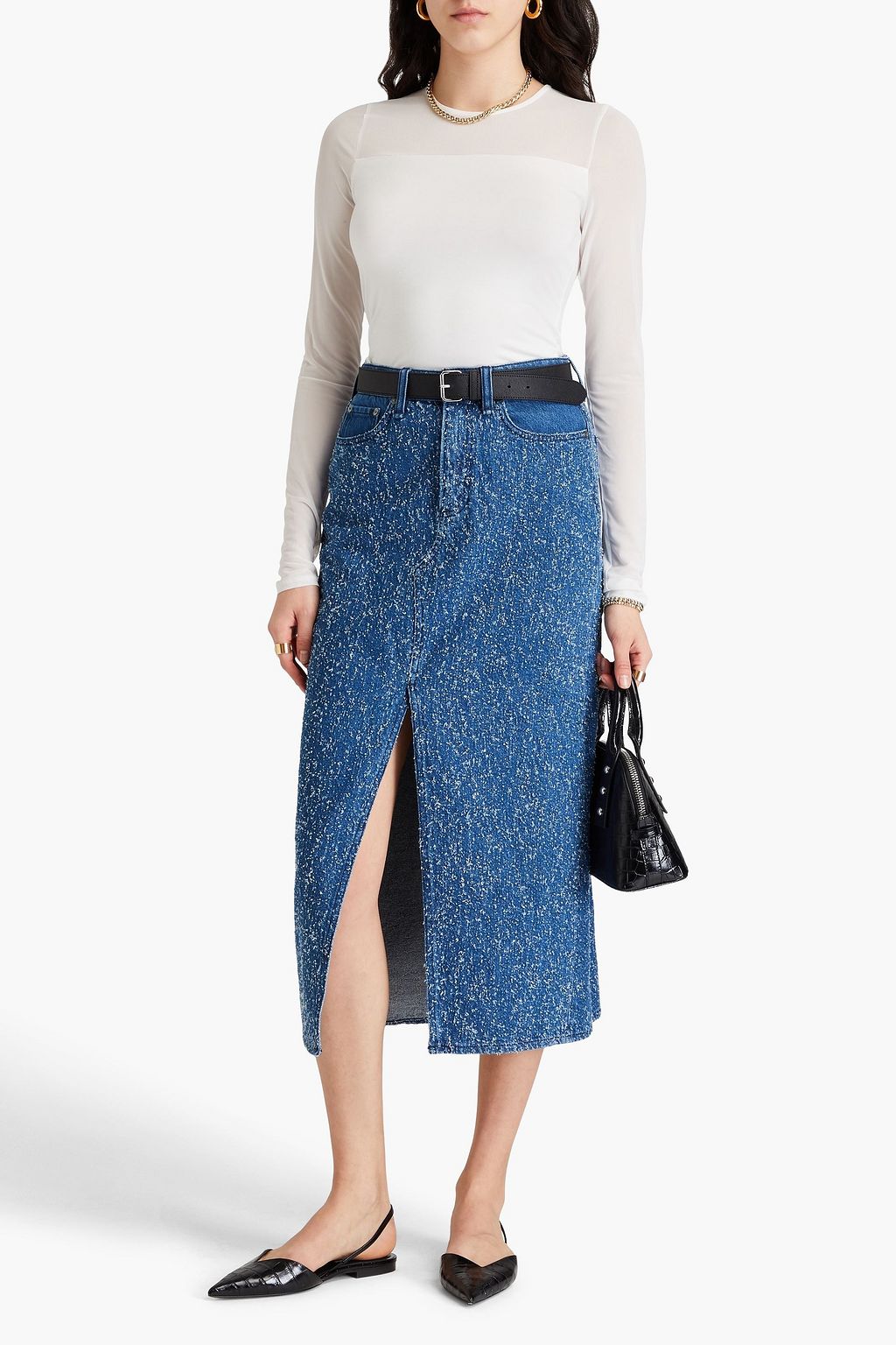 RAG & BONE Luca tulle-paneled stretch-modal jersey top