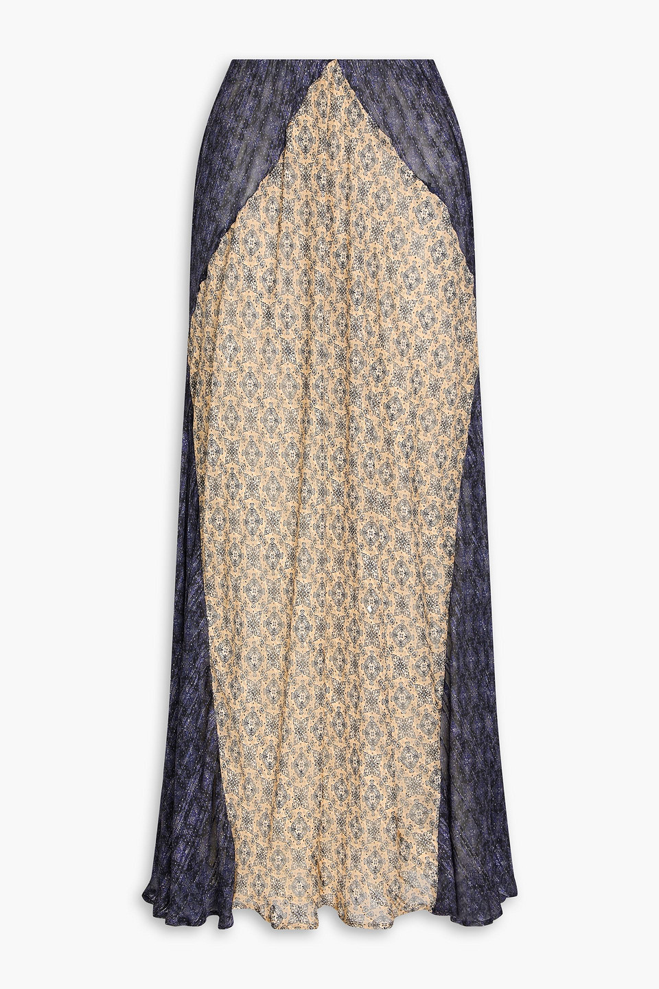 Rag & Bone Delancy Bedruckter Maxirock Aus Jacquard Und Chiffon In Beige