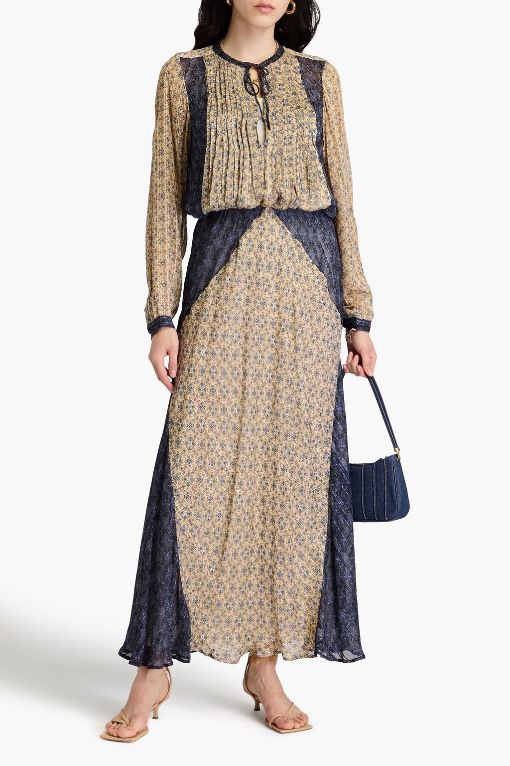 RAG & BONE プリント入りシフォン&ジャカード マキシスカート