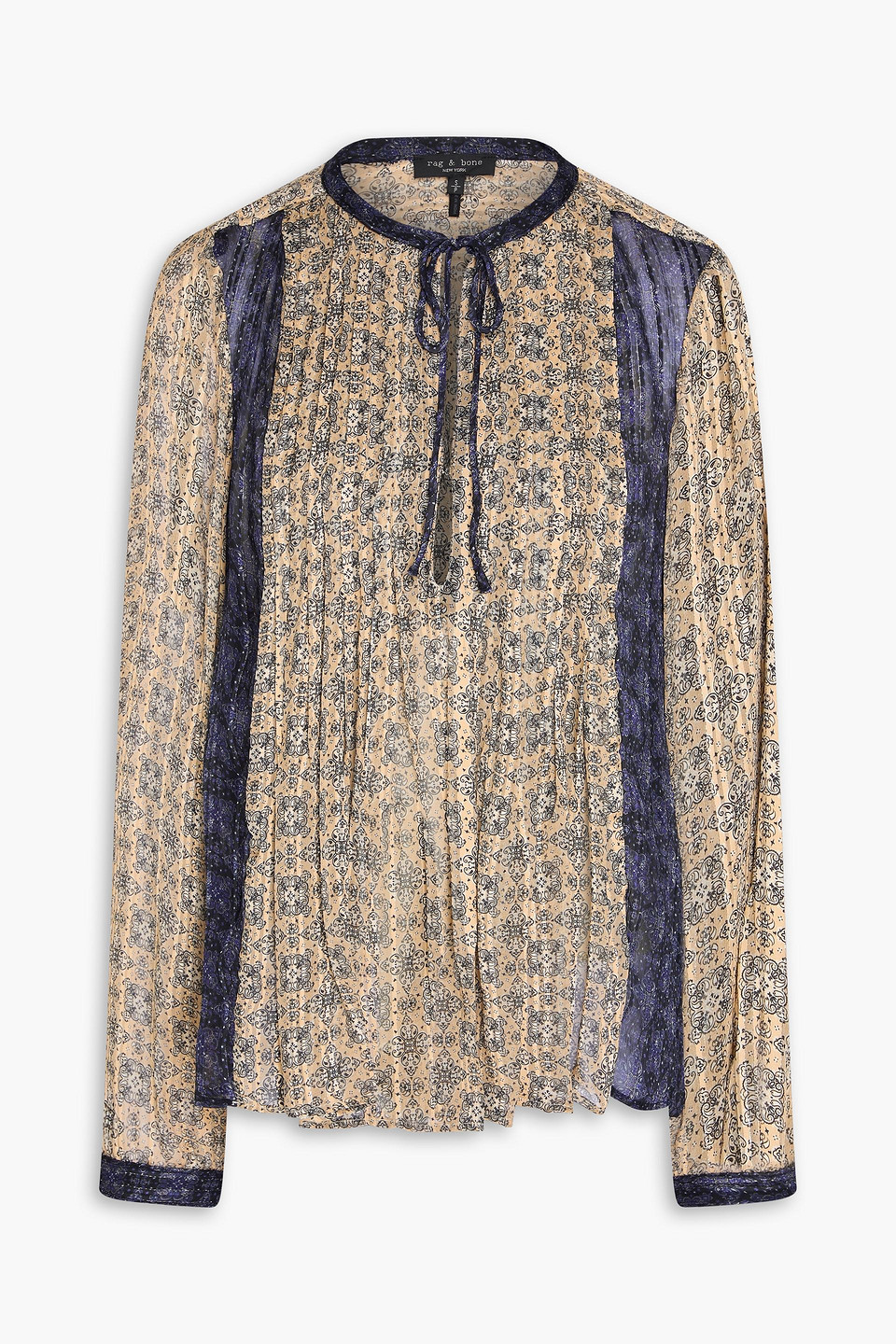 Rag & Bone Amaris Bedruckte Bluse Aus Jacquard Und Chiffon In Beige